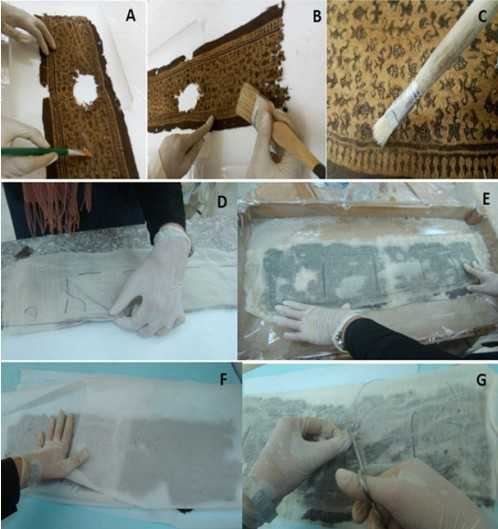 نماذج من ترميم المنسوجات التاريخية في المخازن المتحفية — أعمال صيانة وقائية — 1